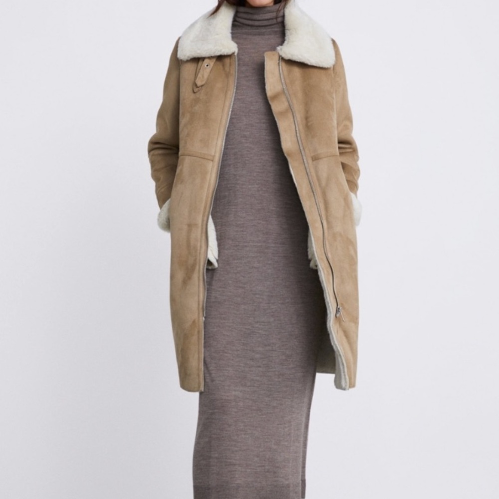 zara faux fur coat